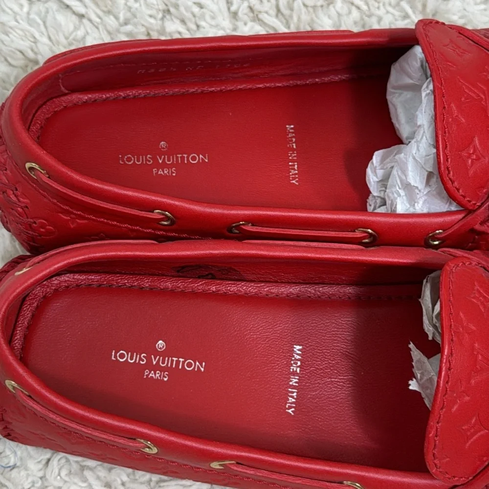 Louis Vuitton Gloria Leather Flats Size 38.5 Red‎ Women’s - Picture 9 of 11